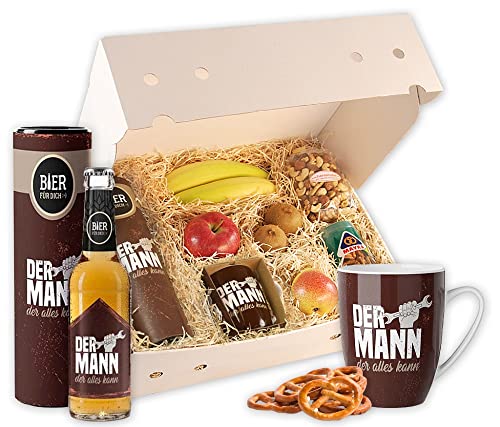 Für Männer: DER MANN der alles kann Boxdesign "Die Rustikale" (Box in Holzoptik mit dunkelbrauner Schleife) von Hansen Obst