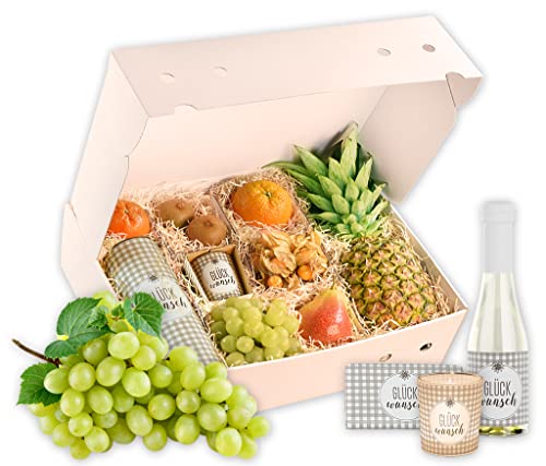 Hansen Obst - Geburtstags Geschenkbox - fruchtige Obst-Box - “Geburtstagsprickeln” - Präsentkorb - Obst-Geschenkset - gefüllte Obstkiste - Geschenk Obstbox (Die Himmelblaue) von Hansen Obst