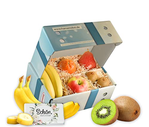 Hansen Obst - Glücksmomente Geschenkbox - fruchtige Obst-Box - “Für Dich” - Präsentkorb - Obst-Geschenkset - gefüllte Obstkiste - Obstbox mit frischem Obst (Die Himmelblaue) von Hansen Obst