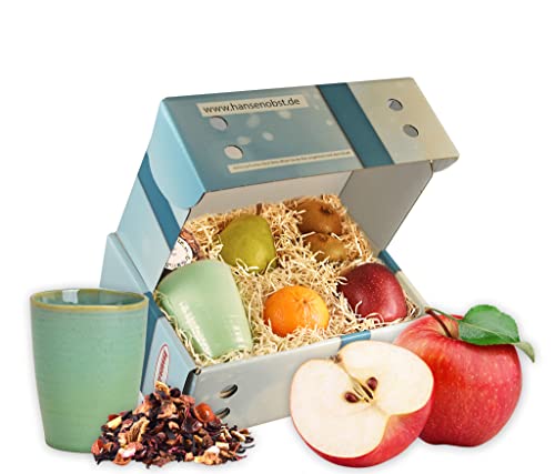 Hansen Obst - Glücksmomente Geschenkbox - fruchtige Obst-Box - “Kleine Auszeit” - Präsentkorb - Obst-Geschenkset - gefüllte Obstkiste - Obstbox mit frischem Obst "Die Himmelblaue" von Hansen Obst