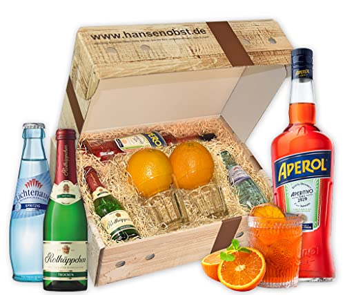 Hansen Obst - Geschenkbox "Aperol Spritz-Cocktail" - Cocktail Mix Set - Präsentkorb Cocktail-Starter-Set - Geschenk Cocktail Liebhaber (Die Rustikale) von Hansen Obst