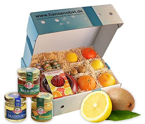 Hansen Obst - Geschenkbox - fruchtige Obst-Box - “Gute Besserung” - Präsentkorb - Obst-Geschenkset - gefüllte Obstkiste - Obstbox mit frischem Obst von Hansen Obst