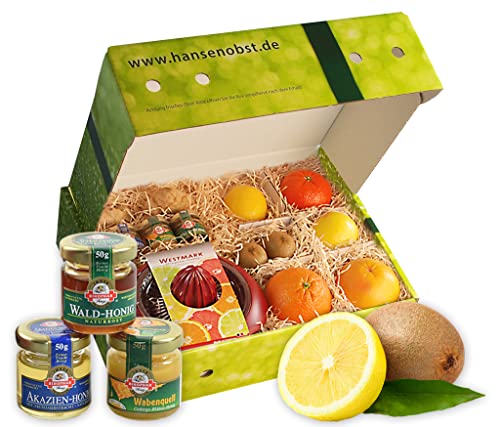 Hansen Obst - Geschenkbox - fruchtige Obst-Box - “Gute Besserung” - Präsentkorb - Obst-Geschenkset - gefüllte Obstkiste - Obstbox mit frischem Obst von Hansen Obst