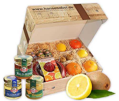 Hansen Obst - Geschenkbox - fruchtige Obst-Box - “Gute Besserung” - Präsentkorb - Obst-Geschenkset - gefüllte Obstkiste - Obstbox mit frischem Obst von Hansen Obst