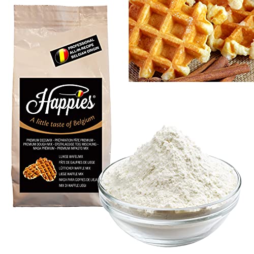 Happies Backmischung, Fertigbackmischung, Waffel-Mischung für Lütticher belgische Waffeln (Gaufre de Liège), Waffelmix, Waffeltei... 1 kg von Happies A Little Taste of Belgium