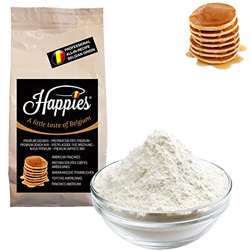 Happies Backmischung Fertigbackmischung Teig-Mischung für köstlich dicke und luftige amerikanische Pfannkuchen | (1) von Happies A Little Taste of Belgium