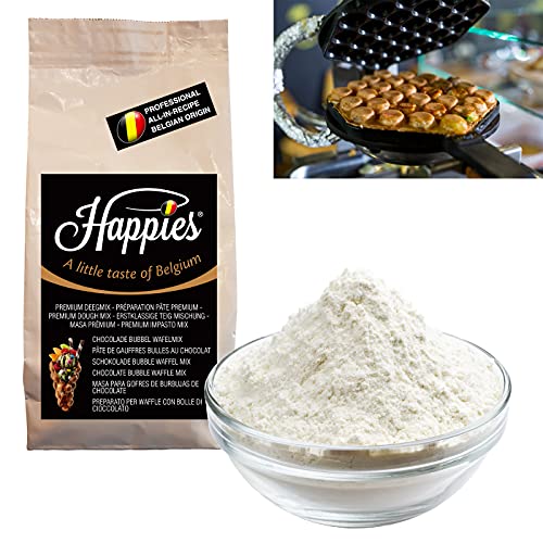 Happies Backmischung für Schokolade Bubblewaffeln, Fertigbackmischung, Teig-Mix, Waffelteig für Hong Kong und Asien Schokolade Bubblewaffel | (1) von Happies A Little Taste of Belgium