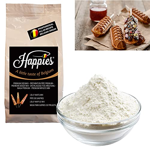 Happies Backmischung für lecker Lollipop-Waffeln, Fertigbackmischung, Teig-Mischung für Lollipop-Waffeln, einfach durch die Zugabe von Wasser zuzubereiten | (1) von Happies A Little Taste of Belgium