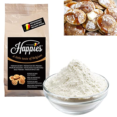 Happies Backmischung für lecker Poffertjes, Fertigbackmischung, Teig-Mischung für Poffertjes-Mischung, einfach durch die Zugabe von Wasser zuzubereiten | (1) von Happies A Little Taste of Belgium