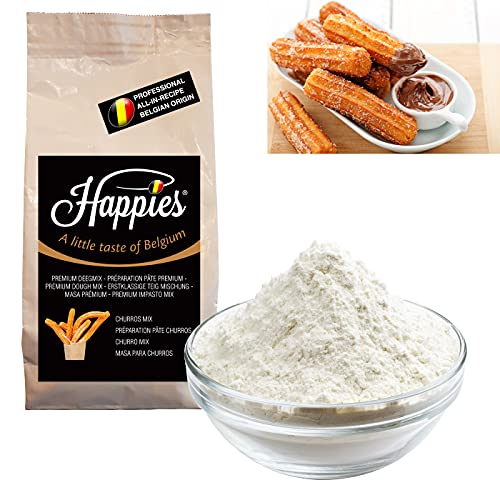 Happies Backmischung für lecker und knusprige Churros, Fertigbackmischung für Churros, Teig-Mischung für Churros, einfach durch die Zugabe von Wasser zuzubereiten | (1) von Happies A Little Taste of Belgium