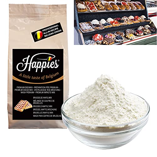 Happies Backmischung für leckere Waffeln, Fertigbackmischung für Herzwaffeln, Waffenmischung für Brüsseler belgische Waffeln, Waffelmix, Waffelteig 1 kg von Happies A Little Taste of Belgium