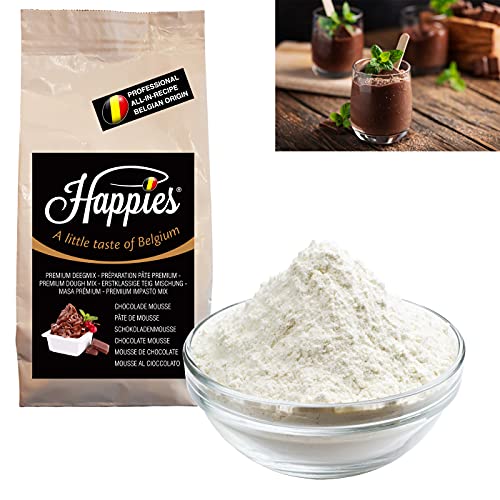 Happies Herrlich luftiges und extrem leckeres Mousse au Chocolat 1kg / Schokoladenmousse! Einfach mit kalter Milch mischen und maschinell zu einer festen Konsistenz schlagen. Kaltstellen und genießen! von Happies A Little Taste of Belgium