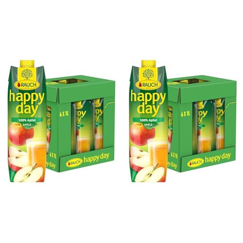 Rauch Happy Day Apfel | aus 100% Apfelsaftkonzentrat | handverlesen und köstlich erfrischend | 6x 1l Tetra Prisma (Packung mit 2) von Happy Day