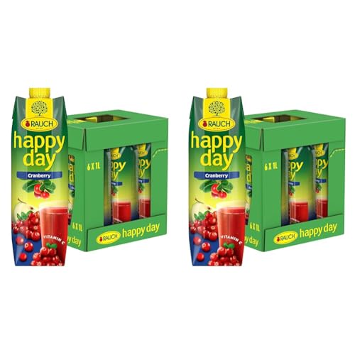 Rauch Happy Day Cranberry | herb-trockener Geschmack |mit fruchtigem Apfel verfeinert | einzigartiges Aroma | 6x 1l Tetra Prisma (Packung mit 2) von Happy Day