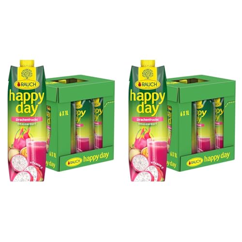 Rauch Happy Day Drachenfrucht| mysteriöser Name, mysteriöses Aussehen | einzigartiger Geschmack | unvergesslicher Genuss |6x 1l Tetra Prisma (Packung mit 2) von Happy Day