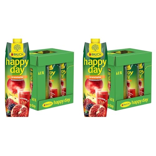 Rauch Happy Day Granatapfel | unverwechselbarer Geschmack | kombiniert mit Apfel, Holunder und Aroniabeere | 6x 1l Tetra Prisma (Packung mit 2) von Happy Day