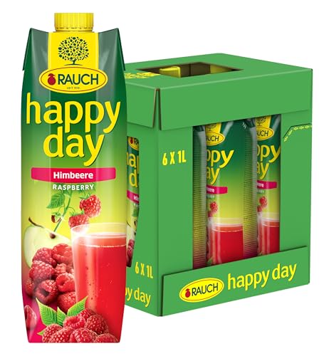 Rauch Happy Day Himbeere | aus vollreifen Himbeeren | süßer Geschmack kombiniert mit einer Prise Apfel-Säure | 6x 1l Tetra Prisma von Happy Day