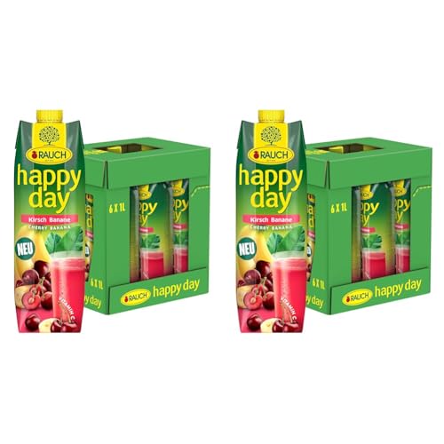 Rauch Happy Day Kirsche Banane | frischer Kirsch-Bananen-Nektar | mit besonders viel Vitamin C | 6x 1l Tetra Prisma (Packung mit 2) von Happy Day