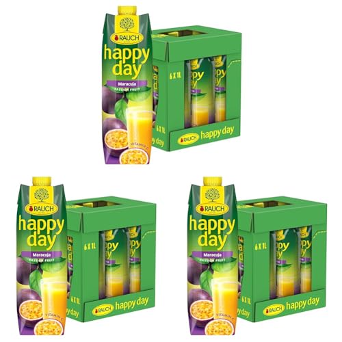 Rauch Happy Day Maracuja | mit viel Vitamin C | exotischer Zauber und intensiver Geschmack | 6x 1l Tetra Prisma (Packung mit 3) von Happy Day