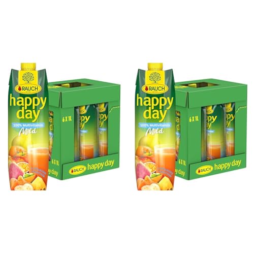 Rauch Happy Day Multivitamin mild | sanft und säurearm | mit 9 wertvollen Vitaminen und Calcium | 6x 1l Tetra Prisma (Packung mit 2) von Happy Day