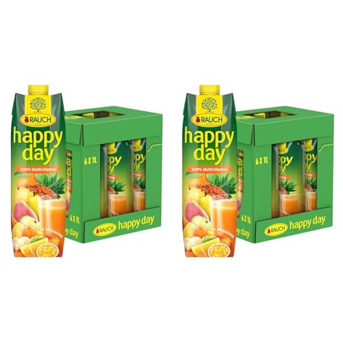 Rauch Happy Day Multivitamin | mit 9 wertvollen Vitaminen | eine Genussreise um die Welt | 6x 1l Tetra Prisma (Packung mit 2) von Happy Day