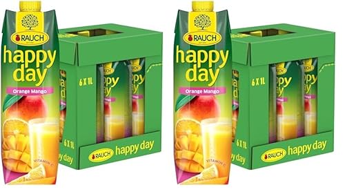 Rauch Happy Day Orange Mango | erfrischender Geschmack trifft sanfte Süße | perfekte Kombination aus Frische und Exotik | 6x 1l Tetra Prisma (Packung mit 2) von Happy Day