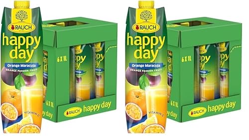 Rauch Happy Day Orange Maracuja | perfekte Geschmackskombination | exotischer Mix herrlicher Südfrüchte | mit viel Vitamin C | 6x 1l Tetra Prisma (Packung mit 2) von Happy Day