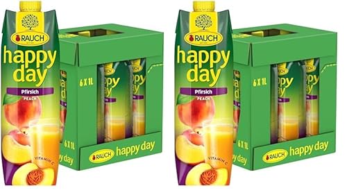 Rauch Happy Day Pfirsich | aus sonnengeriften Früchten | bringt den Sommer zurück | 6x 1l Tetra Prisma (Packung mit 2) von Happy Day