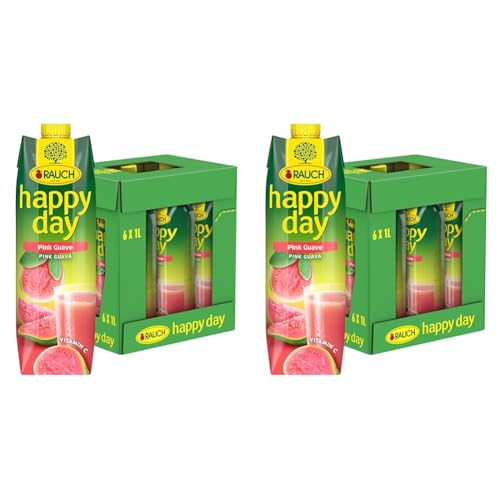 Rauch Happy Day Pink Guave |exotisch und erfrischend | tropisch-fruchtiger Geschmack | egal ob pur oder als Cocktail | 6x 1l Tetra Prisma (Packung mit 2) von Happy Day