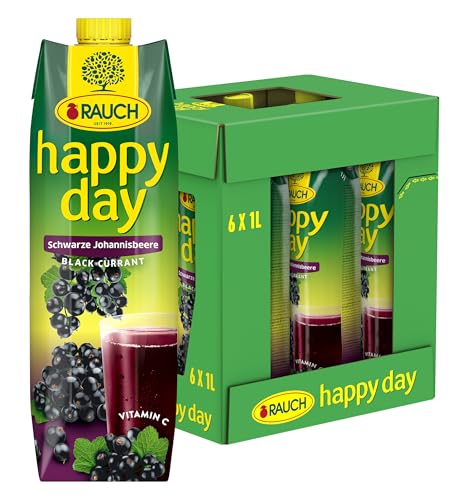 Rauch Happy Day Schwarze Johannisbeere | herb und aromtisch | mit viel Vitamin C und anderen wertvollen Nährstoffen | 6x 1l Tetra Prisma von Happy Day