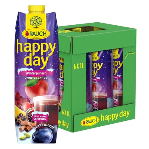 Rauch Happy Day Winterpunsch | alkoholfreier Punsch | heiß und kalt ein Genuss | Pflaume und Holunder mit Zimt und Kardamom | 6x 1l Tetra Prisma von Happy Day