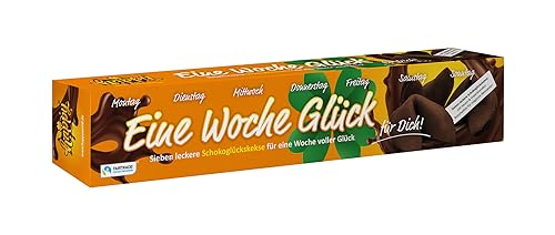 Glückskeks Happy Eine Woche Glück - Schoko Wochenkalender - 7 X Vegane Schokoladen Glückskekse - Inspirierende Botschaften, 1Er Pack (1 X 42 G) von Happy