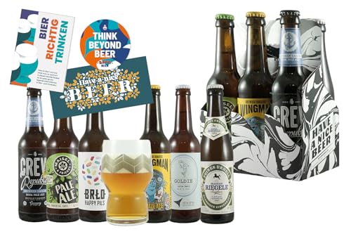 Craft Beer 6er Träger - 6 ausgezeichnete Premium Biere inkl. Gratis Glas, Booklet, Bierdeckel und Geschenkkarte, Bier Geschenke für Männer, Bier Geschenk, Craftbeer Paket von HappyBeer