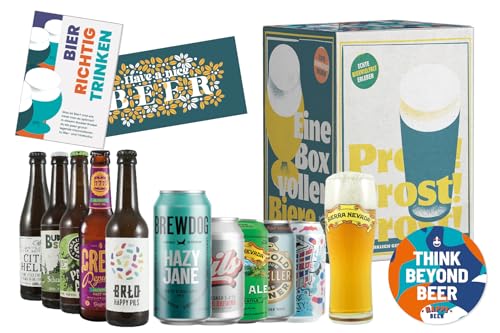 Deine Box voller Biere - Bierset mit 10 x 330ml / 355ml / 500ml Craft Beer Spezialitäten inkl. Tasting Glas, national und international prämierte Craft Biere - das perfekte Bier Geschenk von HappyBeer