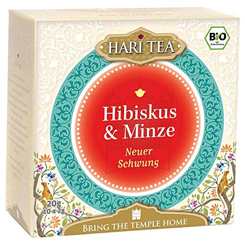 6 x Hari Tea Bio Hibiskus und Minze | Neuer Schwung | Kräuter- und Gewürztee in Baumwollbeutel | 10 feine Tees zum Genießen | Bio Tee | 6er Pack = 60 Teebeutel von Hari Tea