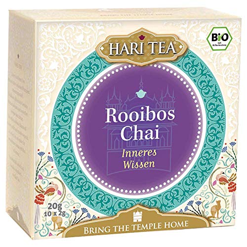 6 x Hari Tea Bio Roibos Chai | Inneres Wissen | Kräuter- und Gewürztee in Baumwollbeutel | 10 feine Tees zum Genießen | Bio Tee | 6er Pack = 60 Teebeutel von Hari Tea