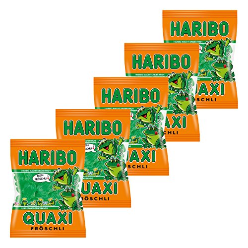 Haribo Quaxi Fröschli Frösche, 5er Pack, Gummibärchen, Weingummi, Fruchtgummi, Im Beutel, Tüte von HARIBO