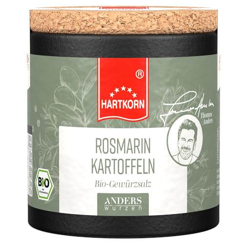 Anders Würzen Korkdose Bio Rosmarinkartoffeln Gewürzsalz, 55 g in der Pappwickeldose mit Korkdeckel von Hartkorn - wiederverschließbar und wiederbefüllbar - entwickelt mit Thomas Anders von Hartkorn