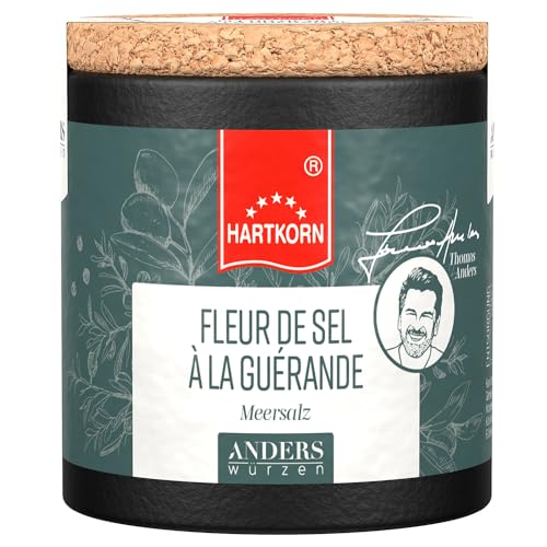 Anders Würzen Korkdose Fleur de Sel a la Guerande, 85 g in der Pappwickeldose mit Korkdeckel von Hartkorn - wiederverschließbar und wiederbefüllbar - entwickelt mit Thomas Anders von Hartkorn