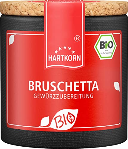 Bio Bruschetta - 35 g Bio Gewürzzubereitung in der Pappwickeldose mit Korkdeckel von Hartkorn - wiederverschließbar und wiederbefüllbar - mit Bio Siegel Zertifiziert von Hartkorn