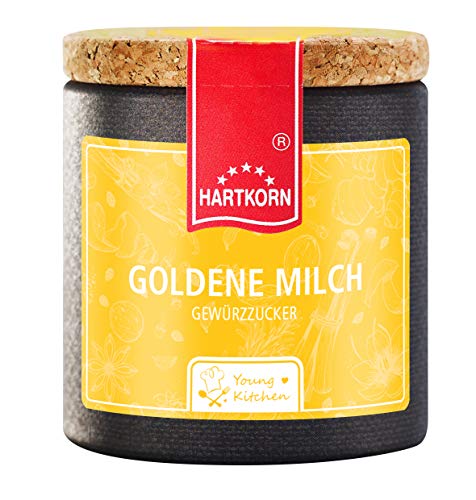 Goldene Milch (Kurkuma Latte) - Gewürz - 70 g in der Young Kitchen Pappwickeldose mit Korkdeckel von Hartkorn - wiederverschließbar und wiederbefüllbar von Hartkorn