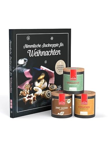 Hartkorn - Geschenkset Weihnachten - inkl. Kochbuch (4-teilig) - Young Kitchen (Bio Zimt Cassia gemahlen, Lebkuchen Gewürzmischung, Spekulatius Gewürzmischung) - Geschenkset von Hartkorn