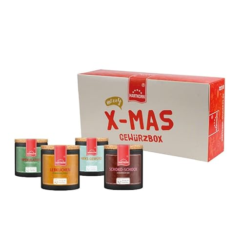 Hartkorn Gewürze - Deine Weihnachtsbäckerei X-Mas Gewürzbox (4-teilig) Young Kitchen (Schoko-Schock, Keks Gewürz, Lebkuchen, Spekulatius) - Weihnachts Geschenkset von Hartkorn