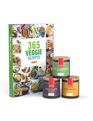 Hartkorn - Veggie Geschenkset - inkl. Veggie-Kochbuch (4-teilig) - Young Kitchen (Suppenkasper Gewürzsalz, Potato Wedges Gewürzsalz, Grill & Ofengemüse Gewürzzubereitung) - Geschenkset von Hartkorn