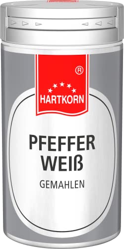 Pfeffer Weiss, gemahlen - 39 g im Aluminium Gewürzstreuer von Hartkorn - wiederverschließbar und wiederbefüllbar von Hartkorn