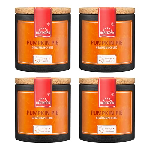 Pumpkin Pie Gewürz - 40 g in der Young Kitchen Pappwickeldose mit Korkdeckel von Hartkorn - wiederverschließbar und wiederbefüllbar (Pumpkin pie 4er Set) von Hartkorn