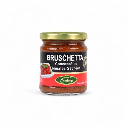 Bruschetta Aufstrich 200g im Glas – Hergestellt aus sonnengetrockneten Tomaten – Mediterraner Brotaufstrich, Antipasti, Pasta-Zutat – Vegan, natürlich & aus Tunesien von Harvessa