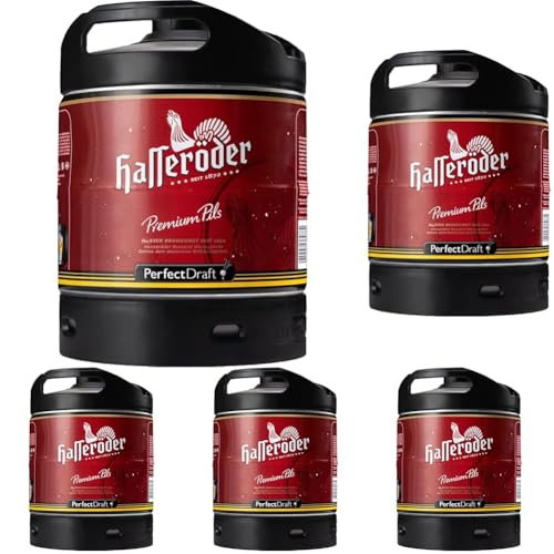 Hasseröder Premium Pils Bier Perfect Draft (1 x 6l) MEHRWEG Fassbier (Packung mit 5) von Hasseröder