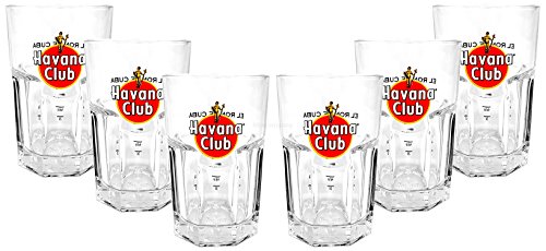 Havana Club Rum Longdrink Glas Gläserset - 6x Gläser 2/4cl geeicht Verschiedene Muster von Havana Club