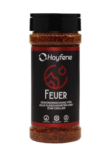 Hayfene Feurer Gewürzmischung - Ideal für Fleisch, Fisch, Gemüse und mehr, Idealerweise Geschenk für Männer, Im Gewürzglas, Grillzubehör, Vegan, Zusatzstofffrei, BPA-frei von Hayfene